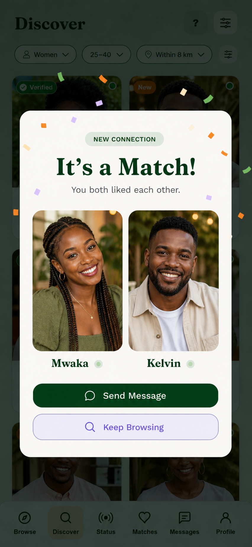 a new match and the people who liked you