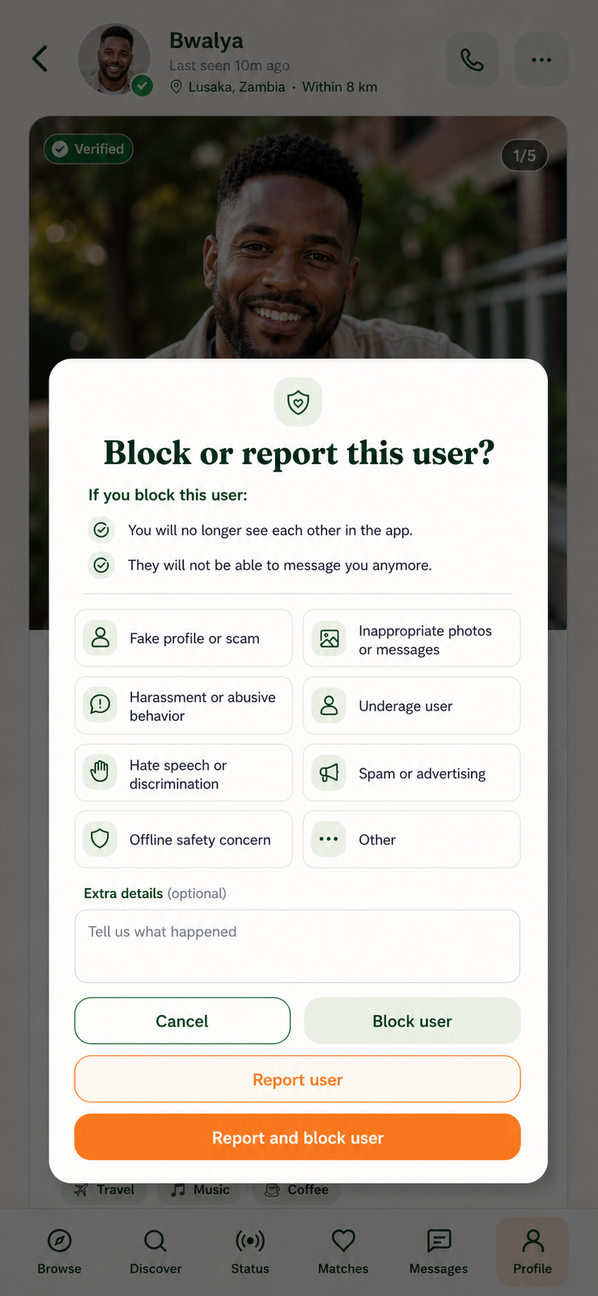 verification and the privacy controls in settings